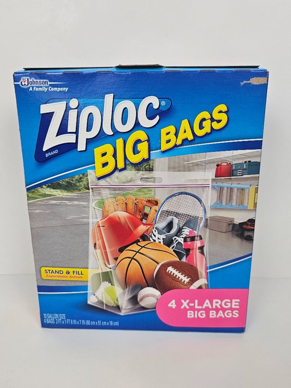 Ziploc Big Bag 4 Count XL 10 Gallon 24"x20"x7" Double Zip Lock Sturdy Handle